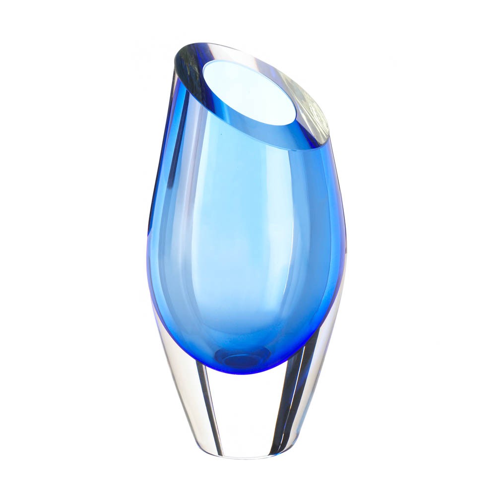 Blue Cut Glass Vase