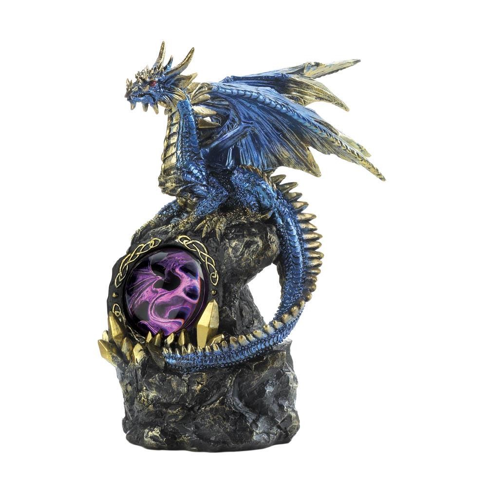 Blue Dragon On Rocks Statue