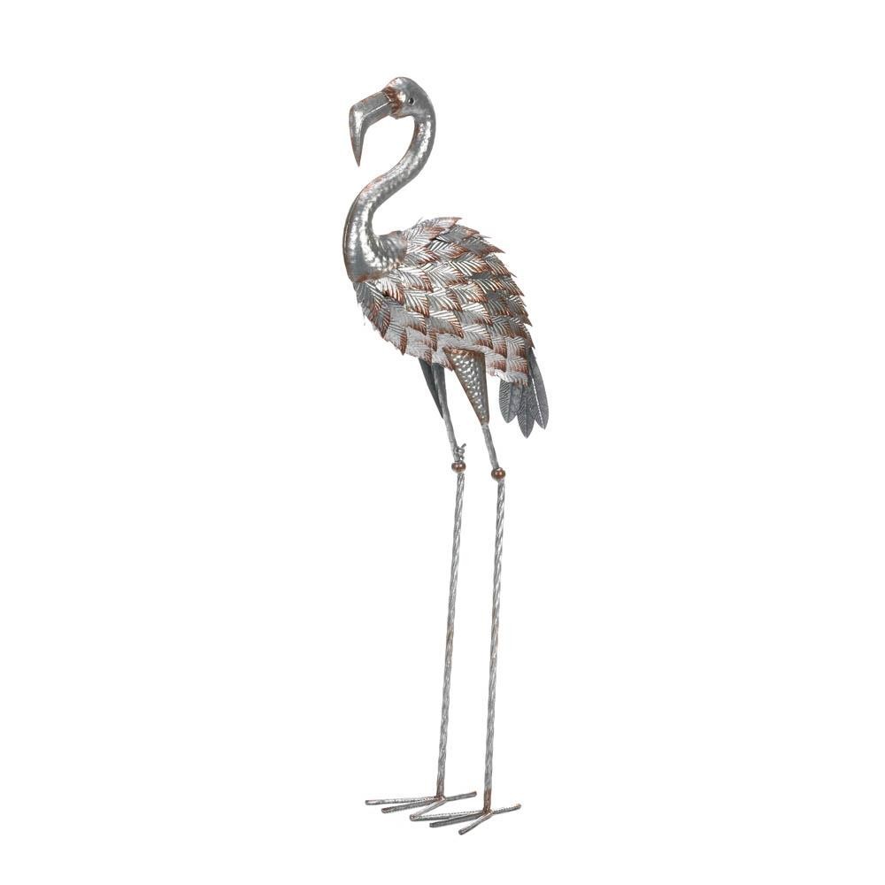 Galvanized Flamingo Statue