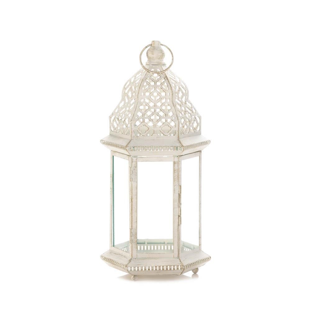 Large Distressed White Lantern