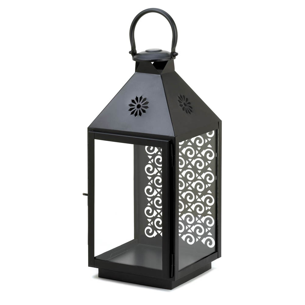 Large Hanging Black Candle Lantern