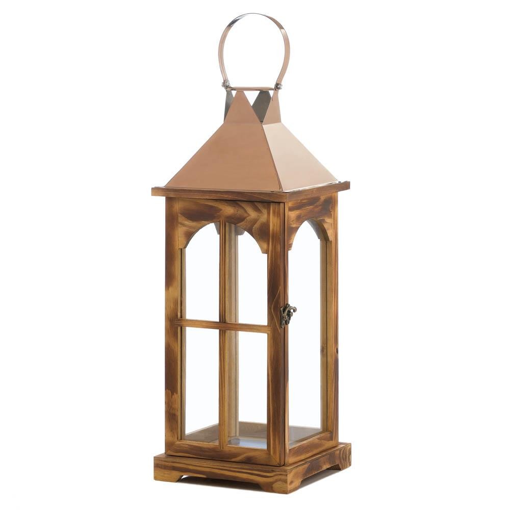 Large Rose Gold Wooden Lantern