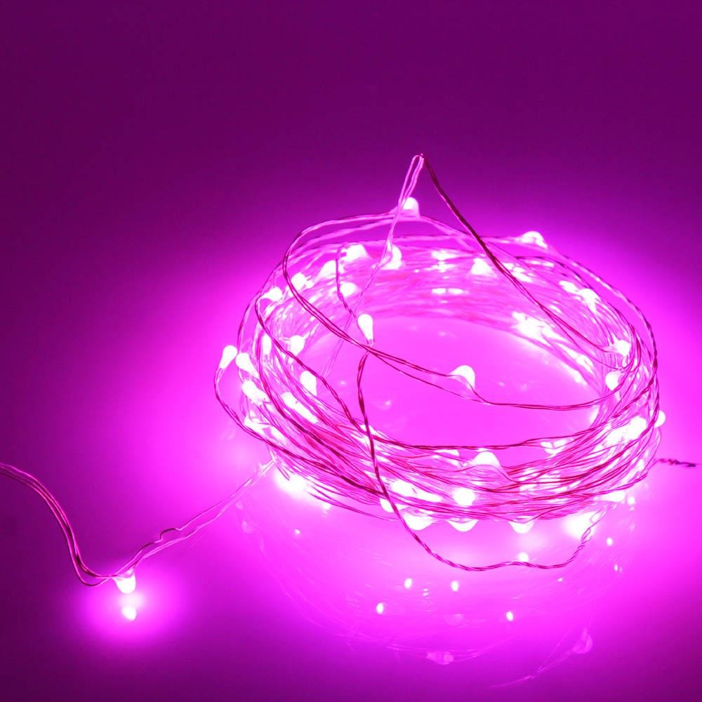 Pink 20 LED Copper Fairy Lights