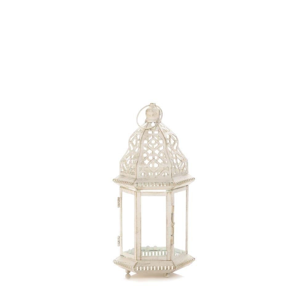 Small Distressed White Lantern