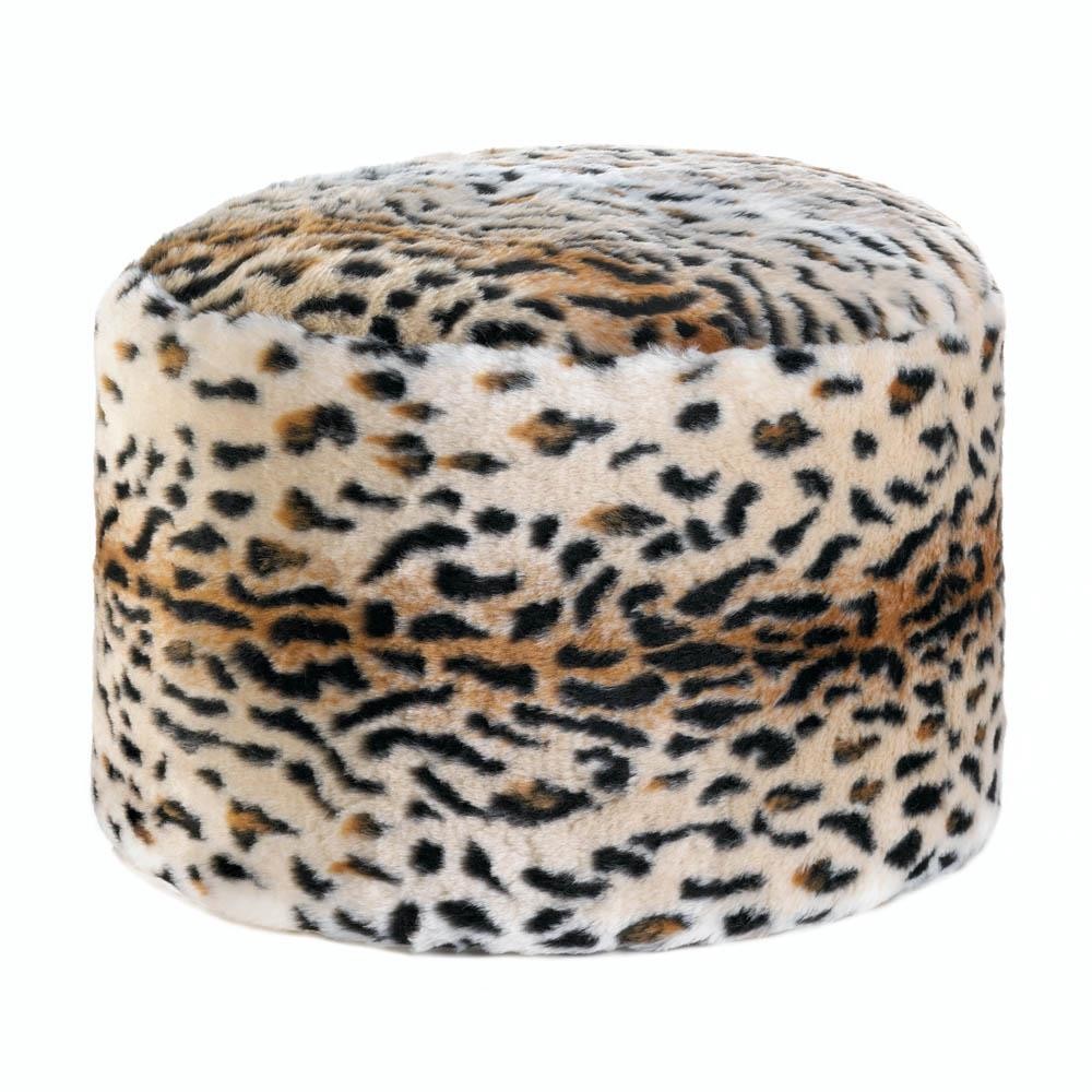 Snow Leopard Fuzzy Pouf