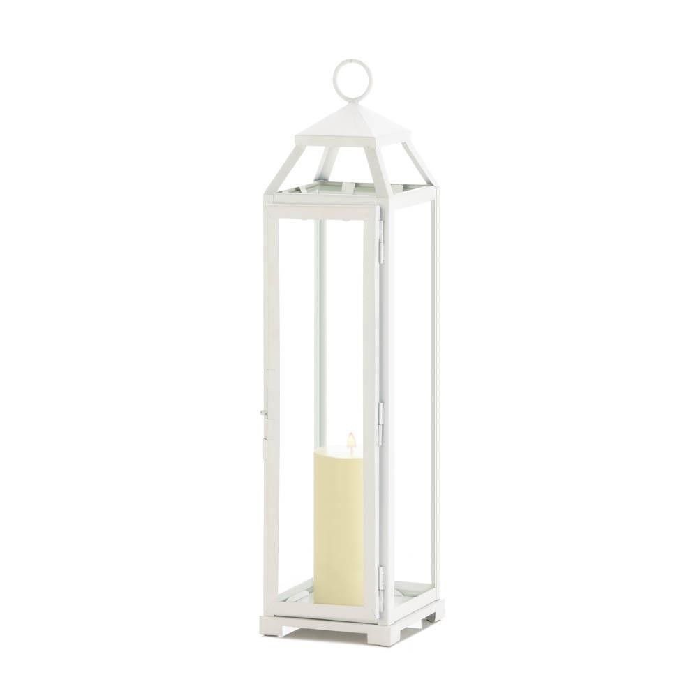 Tall Country White Open Top Lantern