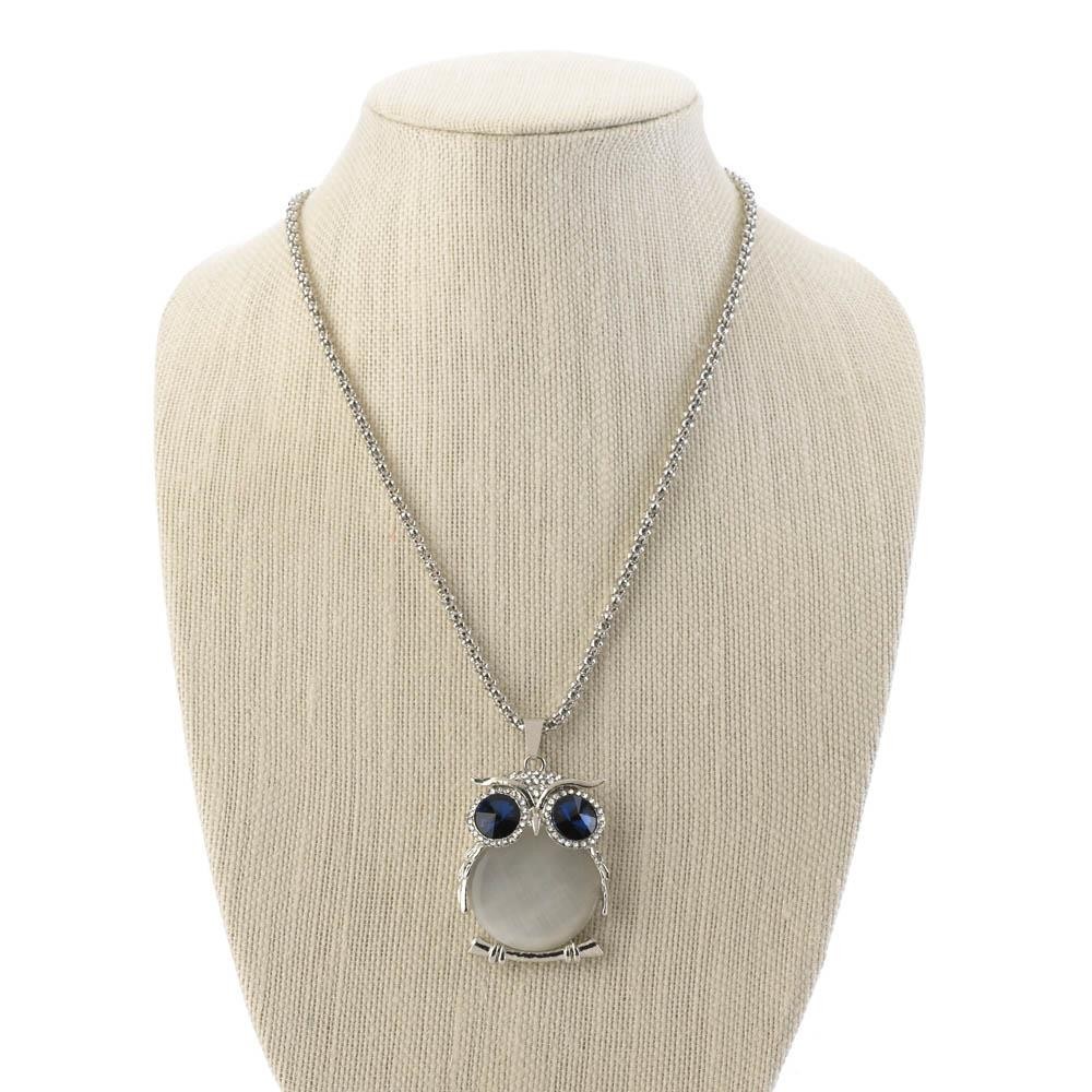 White Crystal Owl  Necklace