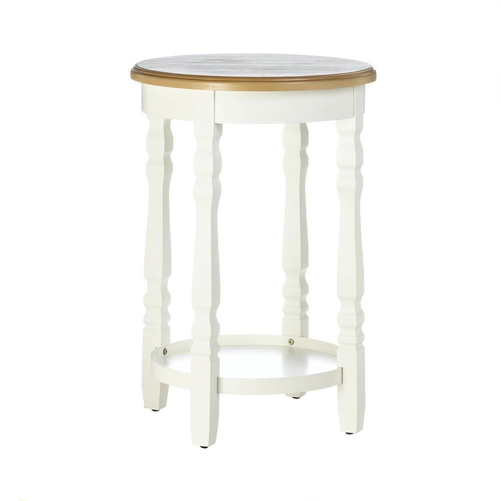 Wood Top Round Accent Table